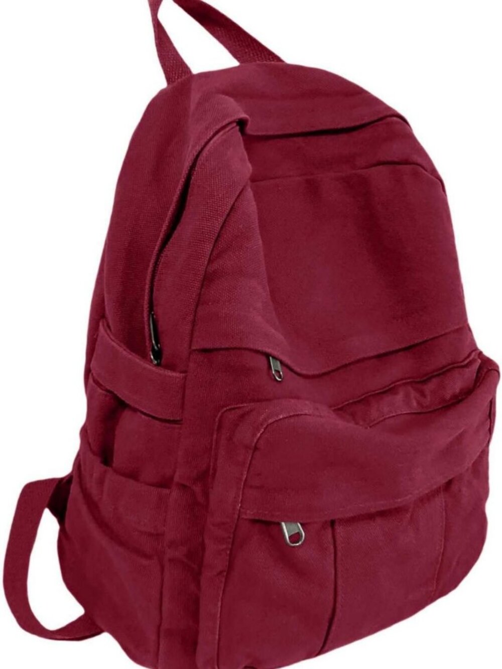 Burgundy Red Canvas Backpack for Women | Retro Aesthetic Rucksack | Travel